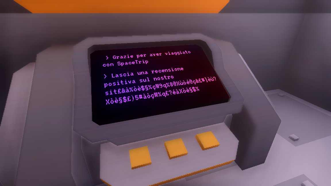 monitor che mostra il messaggio promozionale della compagnia in cui si invitano i clienti a lasciare una recensione positiva