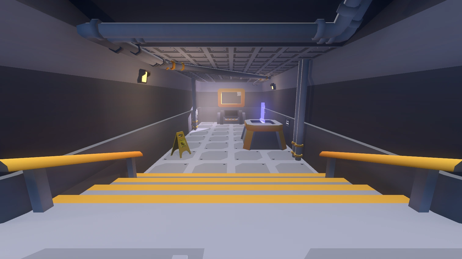 vista corridoio principale, con il monitor degli errori e la finestra in fondo